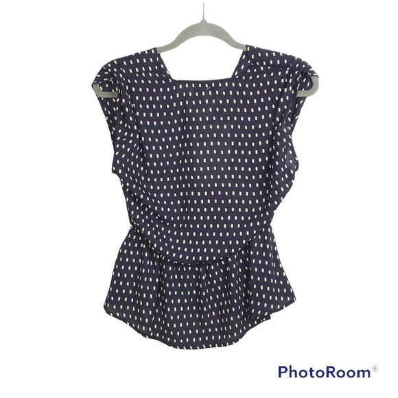 Gilli squared polka dot print surplice peplum blouse size S NWT - Picture 2 of 6